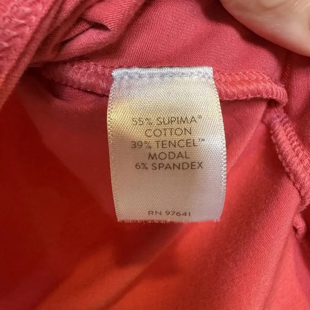 J. Jill Luxe Supima Cotton Scoop Neck Tee Shirred Back Cinnabar Red Women’s Sz M - Picture 3 of 7